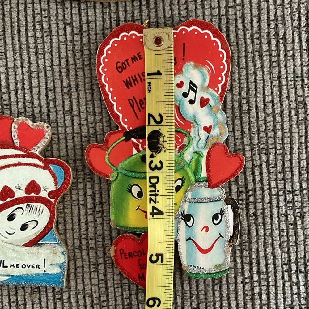 Handmade retro wooden Valentine’s Day ornament decorations x7